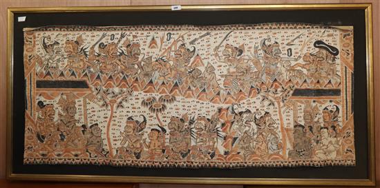A large Balilnese painting on silk of immortals 78 x 180cm excluding mount